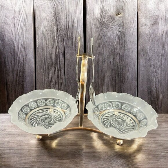 Mid Century Divided Tray With Bowls Dish Made In England Serving Tray Plated VTG - Picture 1 of 16